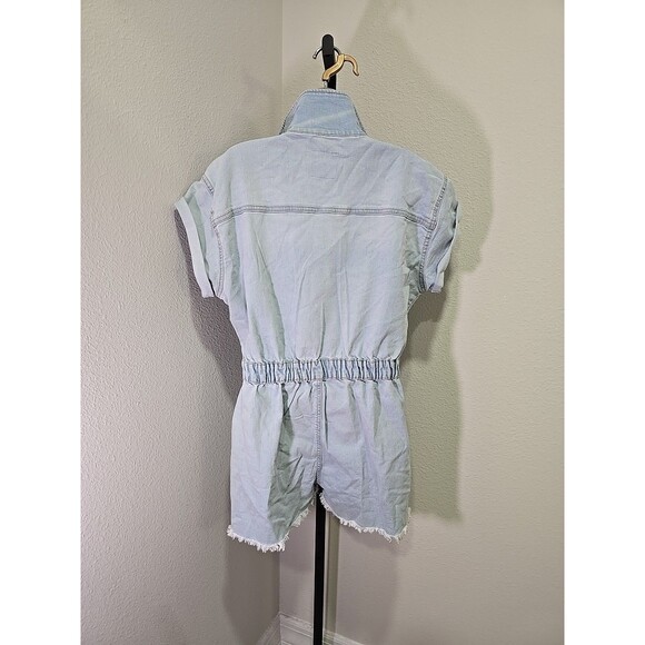 Celebrity Pink Shorts One Piece Jumpsuit Womens Med Romper Denim Jumper Stretch - Picture 4 of 7